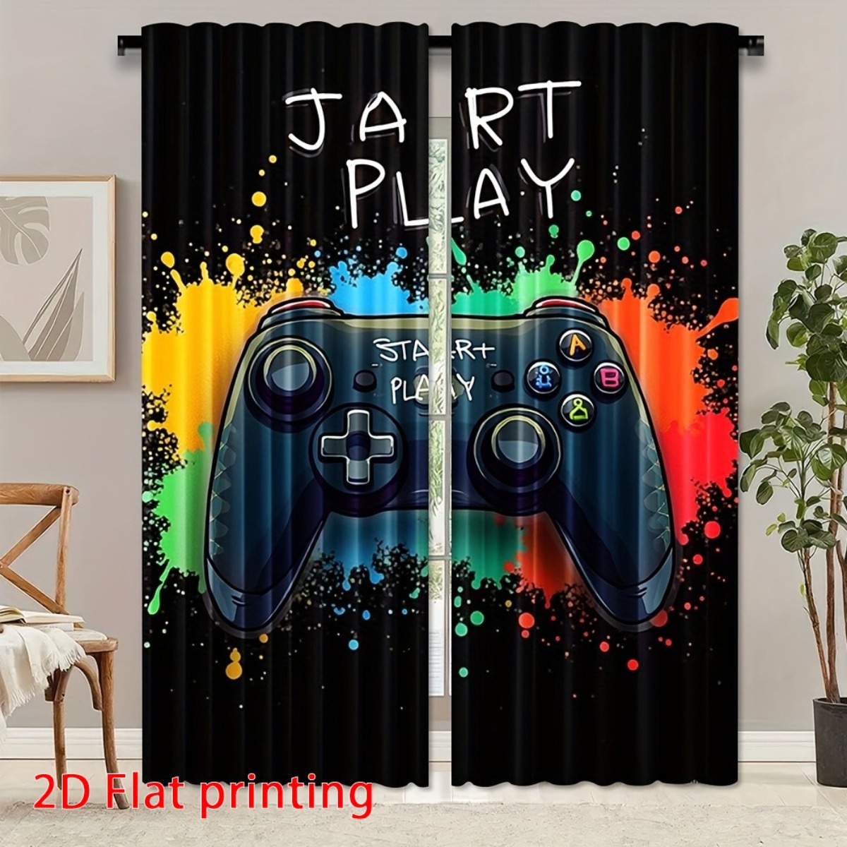 Home Decor Youtube Videos - Gaming-Vorhang Gamer-Videospiele-Vorhänge Schwarz Heimdekoration Panel Verspielte