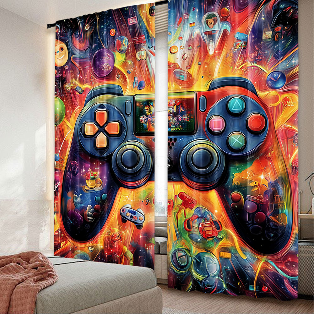 Home Decor Youtube Videos - 2 Stück Zufriedenheitsvorhänge für Spielzimmer, Video-Gaming-Thema,