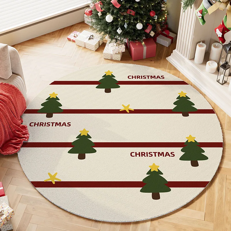 Home Xmas Decor Ideas - Runder Teppich – Gemütliche Feiertags-Heimdekoration für