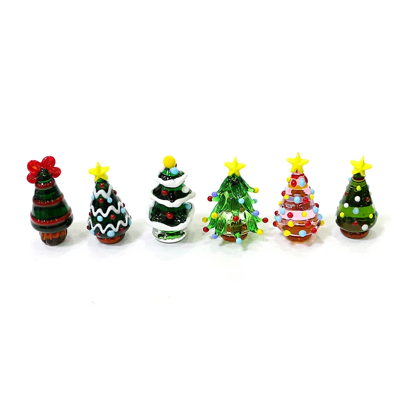 Home Xmas Decor Ideas - Maßgefertigte Niedliche Murano-Glas Weihnachtsbaum-Miniatur Figur Ornament