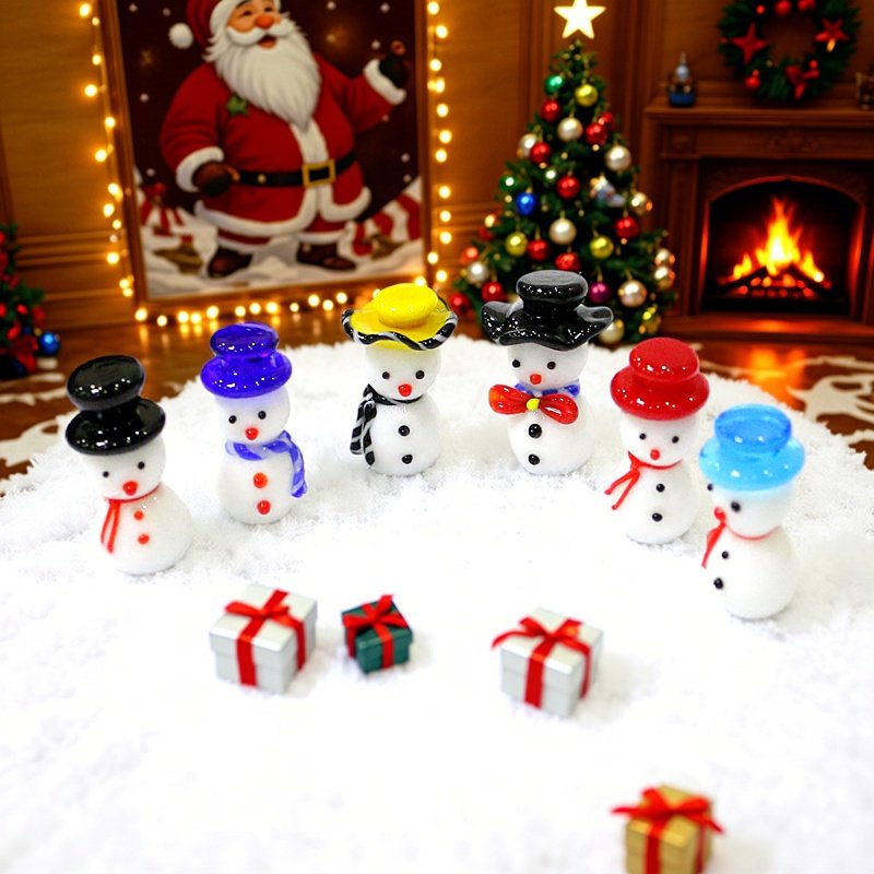 Home Xmas Decor Ideas - Mini Niedliche Glas-Schneemann Weihnachtsfigur Heim Desktop