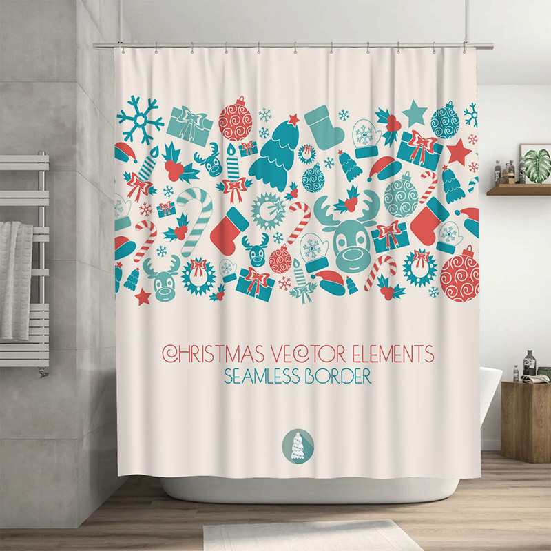 Home Xmas Decor Ideas - TU Weihnachts-Duschvorhang, festliches Urlaubsmuster, Weihnachtsdekoration, Badezimmer-Hintergrund,