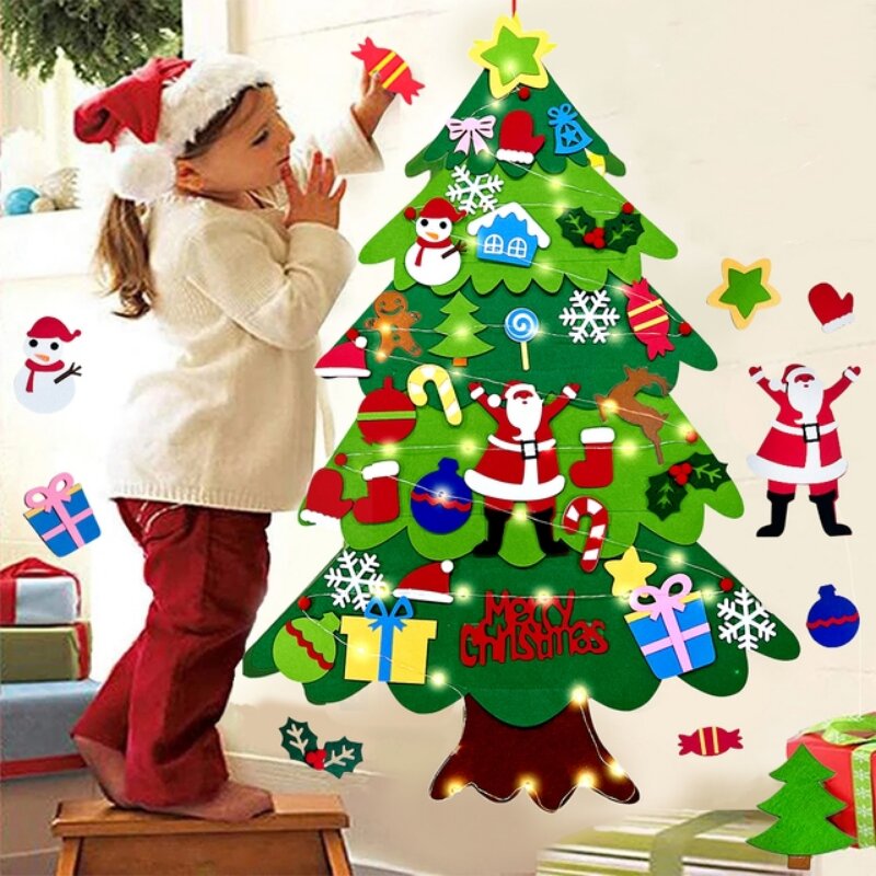 Home Xmas Decor Ideas - DIY-Filz-Weihnachtsbaum-Set für Kinder, Weihnachtsdekoration für Zuhause,