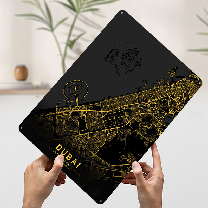 Goldene Dubai-Stadtplan-Karte  – Home Decor Dubai Bewertung und Preis