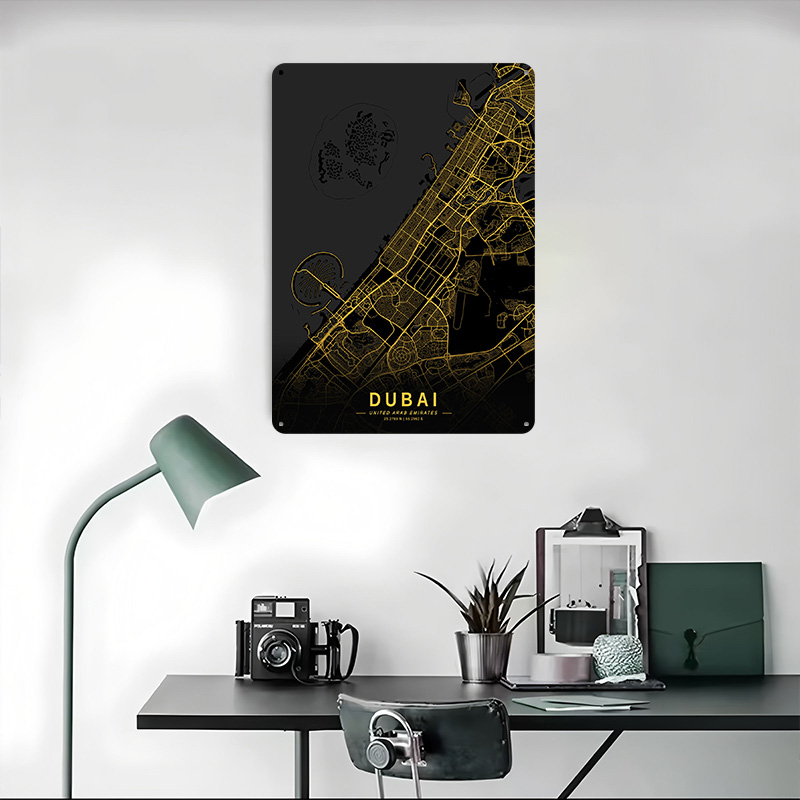Goldene Dubai-Stadtplan-Karte  – Home Decor Dubai Bewertung und Preis