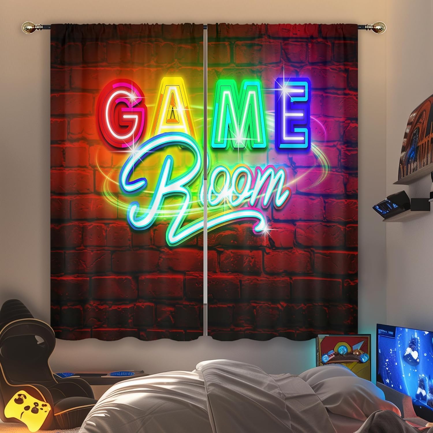 Neon-Gaming-Vorhänge, Gardinen – Home Decor Youtube Videos Bewertung und Preis
