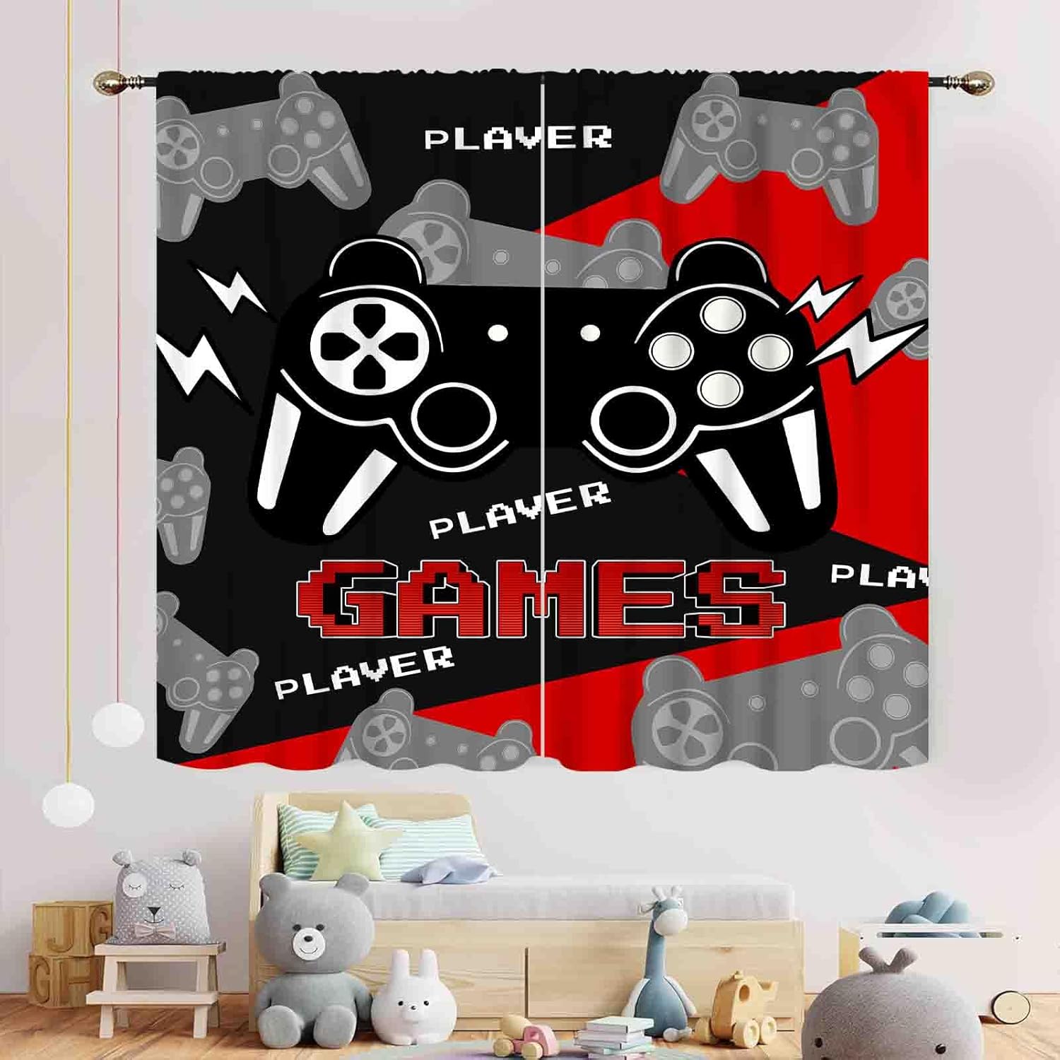 Schwarz-Rote Gaming-Vorhänge,  – Home Decor Youtube Videos Bewertung und Preis