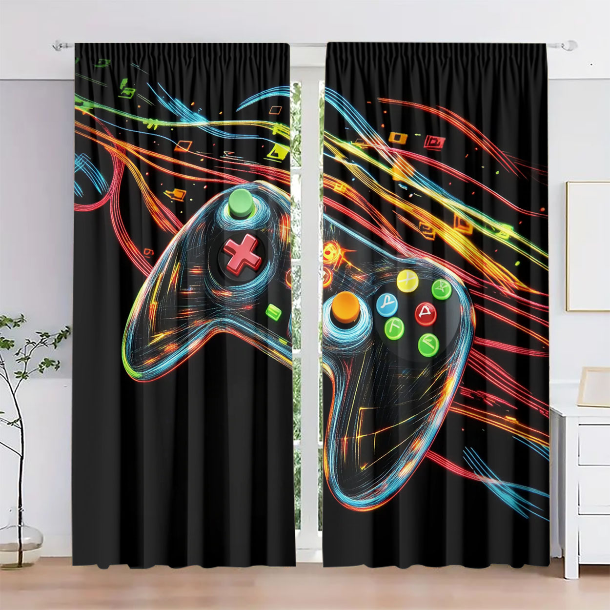 Neon-Gaming-Controller Vorhang – Home Decor Youtube Videos Bewertung und Preis